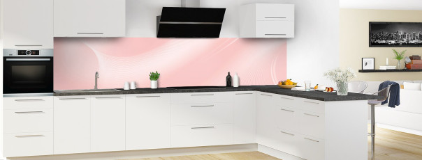 Crédence de cuisine CG31201C couleur Rose Poudre panoramique en perspective