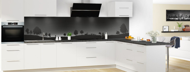 Crédence de cuisine MJ03111F couleur 100 Noir panoramique en perspective