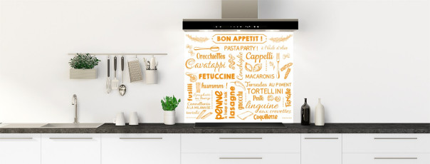 Crédence de cuisine CD54804A couleur Tangerine fond de hotte