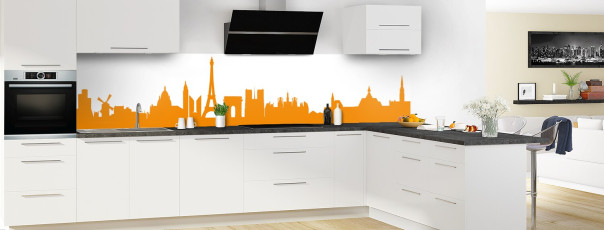 Crédence de cuisine BU00005A couleur Tangerine panoramique en perspective