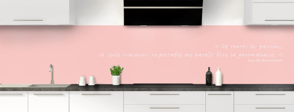 Crédence de cuisine TEXTE4B couleur Rose Poudre panoramique