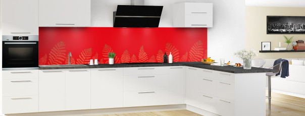 Crédence de cuisine DP14164A couleur Rouge Vif panoramique en perspective