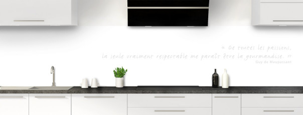 Crédence de cuisine TEXTE4B couleur Blanc panoramique