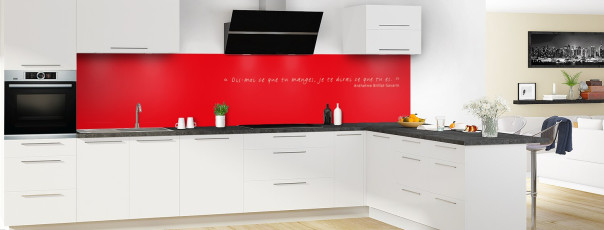 Crédence de cuisine TEXTE1B couleur Rouge Vif panoramique en perspective