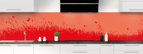 Crédence de cuisine TH15037F couleur Rouge Vif panoramique