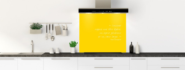 Crédence de cuisine TEXTE5B couleur Citron fond de hotte