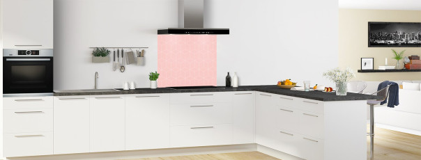 Crédence de cuisine SH22222B couleur Rose Poudre fond de hotte en perspective