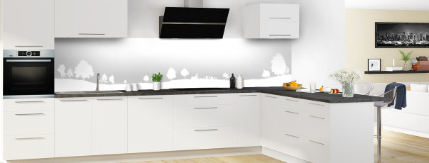 Crédence de cuisine MJ03111F couleur Blanc panoramique en perspective