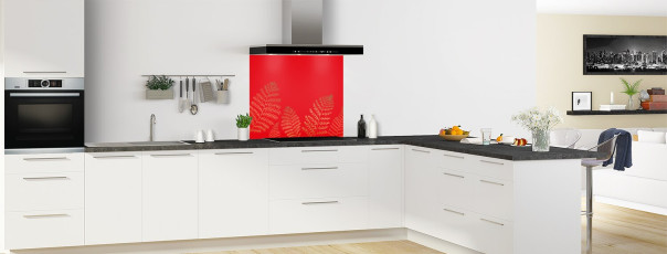 Crédence de cuisine DP14164A couleur Rouge Vif fond de hotte en perspective