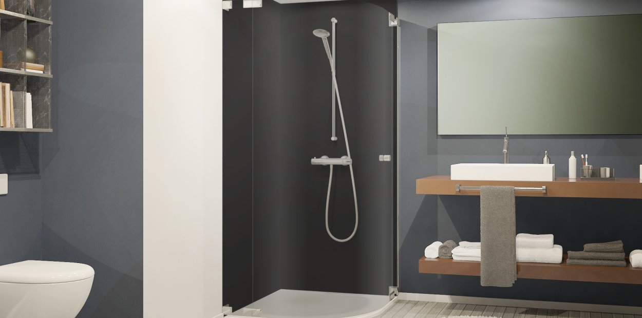 panneau de douche ton gris exemple de réalisation