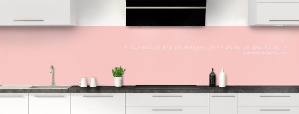 Crédence de cuisine TEXTE1B couleur Rose Poudre panoramique