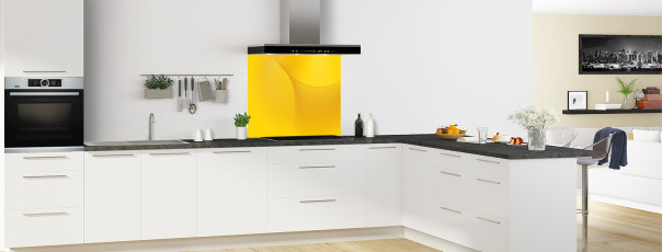 Crédence de cuisine CG31201C couleur Citron fond de hotte en perspective