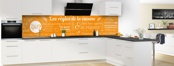 Crédence de cuisine ET15487A couleur Tangerine panoramique en perspective