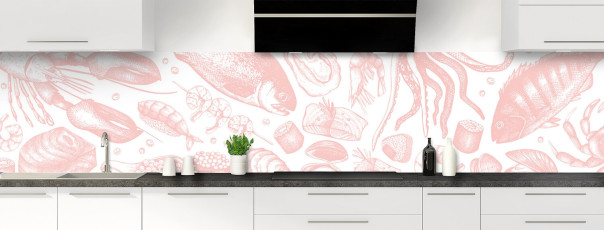 Crédence de cuisine ST12669A couleur Rose Poudre panoramique