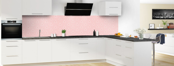 Crédence de cuisine ST12108A couleur Rose Poudre panoramique en perspective