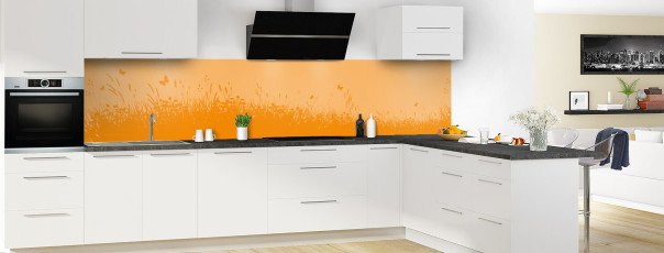 Crédence de cuisine TH15037F couleur Tangerine panoramique en perspective