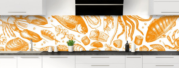 Crédence de cuisine ST12669A couleur Tangerine panoramique