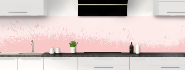 Crédence de cuisine TH15037F couleur Rose Poudre panoramique