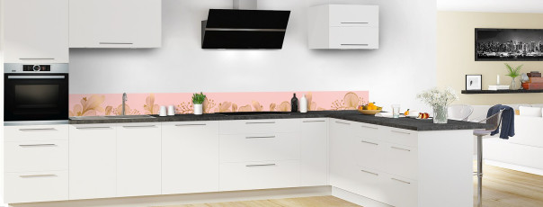 Crédence de cuisine DP14165A couleur Rose Poudre frise en perspective