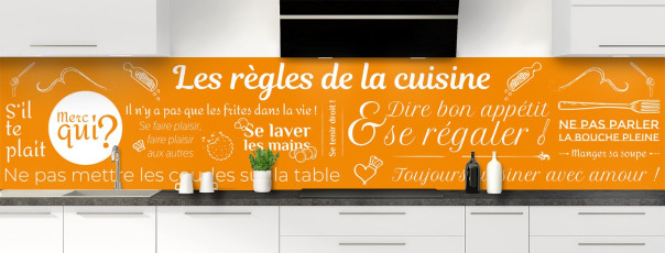 Crédence de cuisine ET15487A couleur Tangerine panoramique