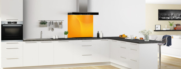 Crédence de cuisine CG31201C couleur Tangerine fond de hotte en perspective