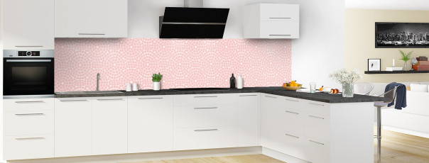Crédence de cuisine SH17031B couleur Rose Poudre panoramique en perspective