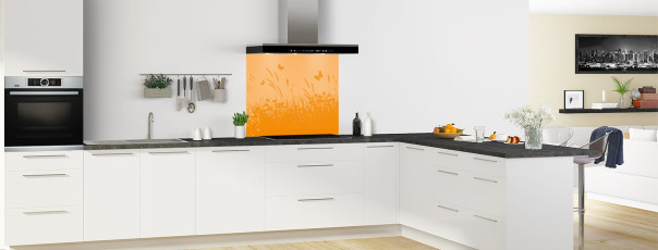 Crédence de cuisine TH15037F couleur Tangerine fond de hotte en perspective