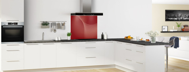 Crédence de cuisine CG31201C couleur Carmin fond de hotte en perspective