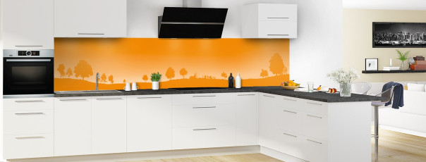 Crédence de cuisine MJ03111F couleur Tangerine panoramique en perspective