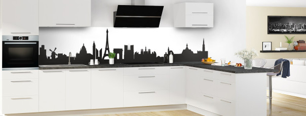 Crédence de cuisine BU00005A couleur 100 Noir panoramique en perspective