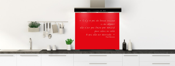 Crédence de cuisine TEXTE3B couleur Rouge Vif fond de hotte