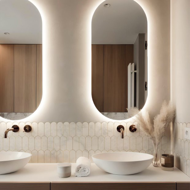 Panneau de vasque Pixpano Collection Découpe Spéciale Marbre avec contour doré