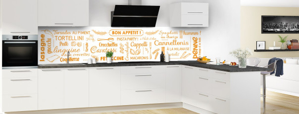 Crédence de cuisine CD54804A couleur Tangerine panoramique en perspective