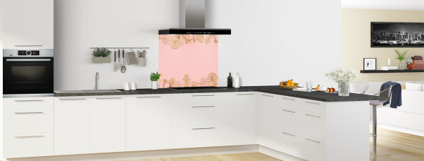 Crédence de cuisine DP14165A couleur Rose Poudre fond de hotte en perspective