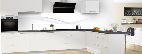 Crédence de cuisine SH13536B couleur Blanc panoramique en perspective